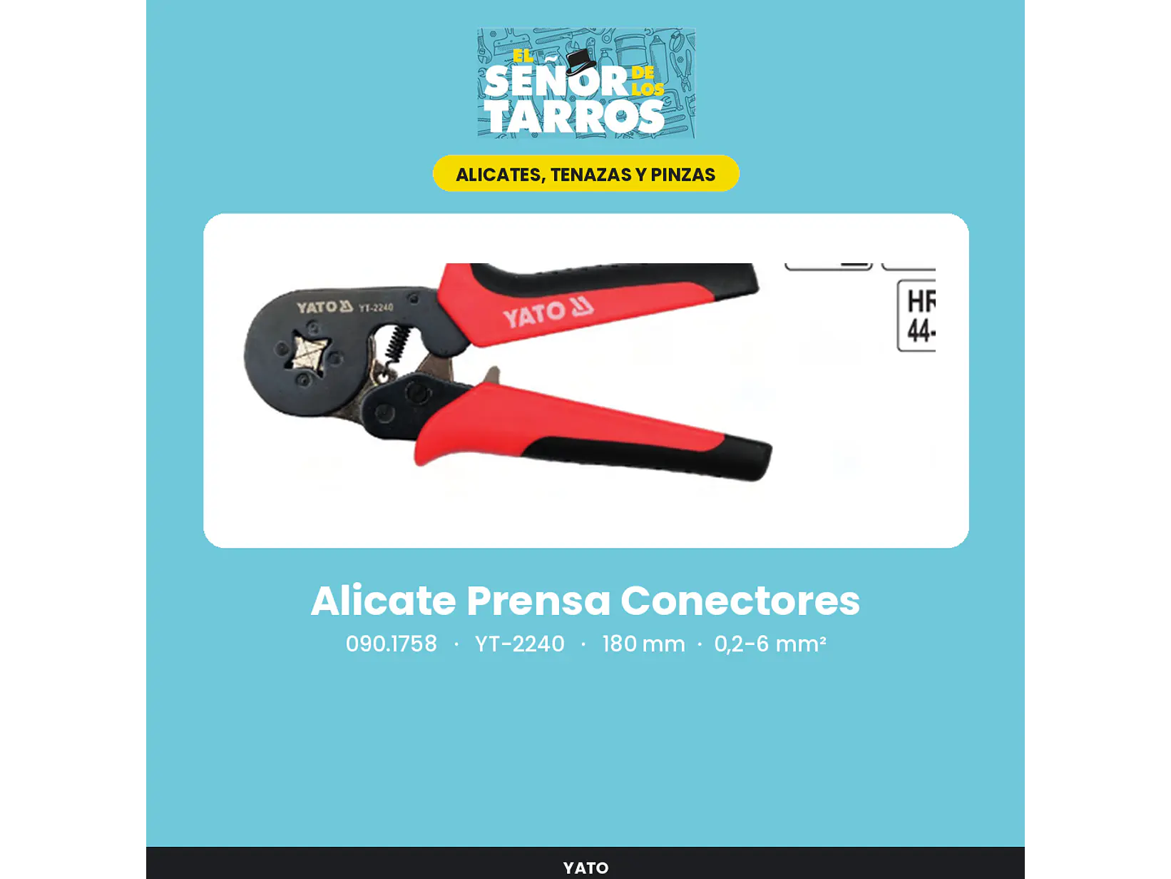 Alicate Prensa Conectores 180 mm, 0,2-6 mm²