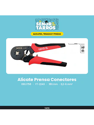 Alicate Prensa Conectores 180 mm, 0,2-6 mm²