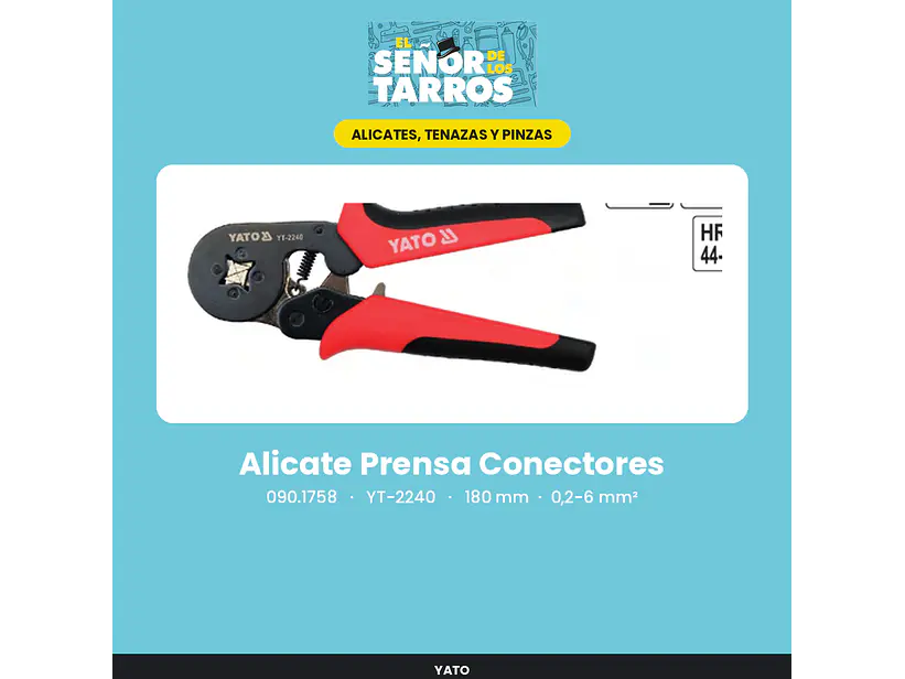 Alicate Prensa Conectores 180 mm, 0,2-6 mm²