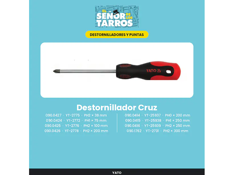 Destornillador Cruz PH0 × 200 mm