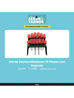 Set de Destornilladores 18 Piezas con Soporte