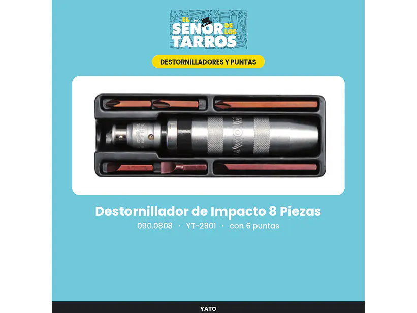 Destornillador de Impacto 8 Piezas