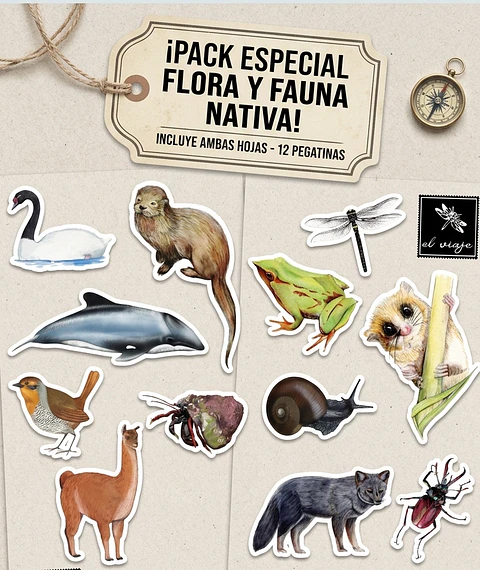 Pack stickers 2 sets de Fauna Nativa