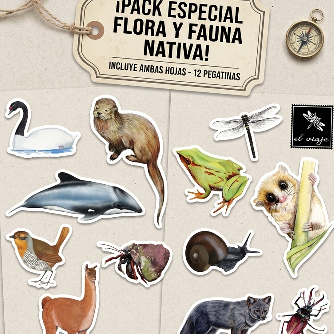 Pack stickers 2 sets de Fauna Nativa 1