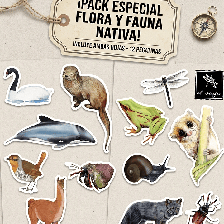 Pack stickers 2 sets de Fauna Nativa 1