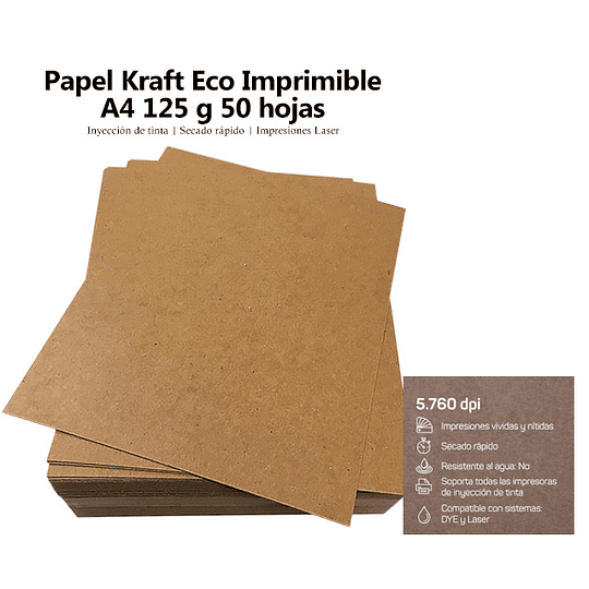 Papel Kraft Eco Imprimible A4 125g 50 hojas