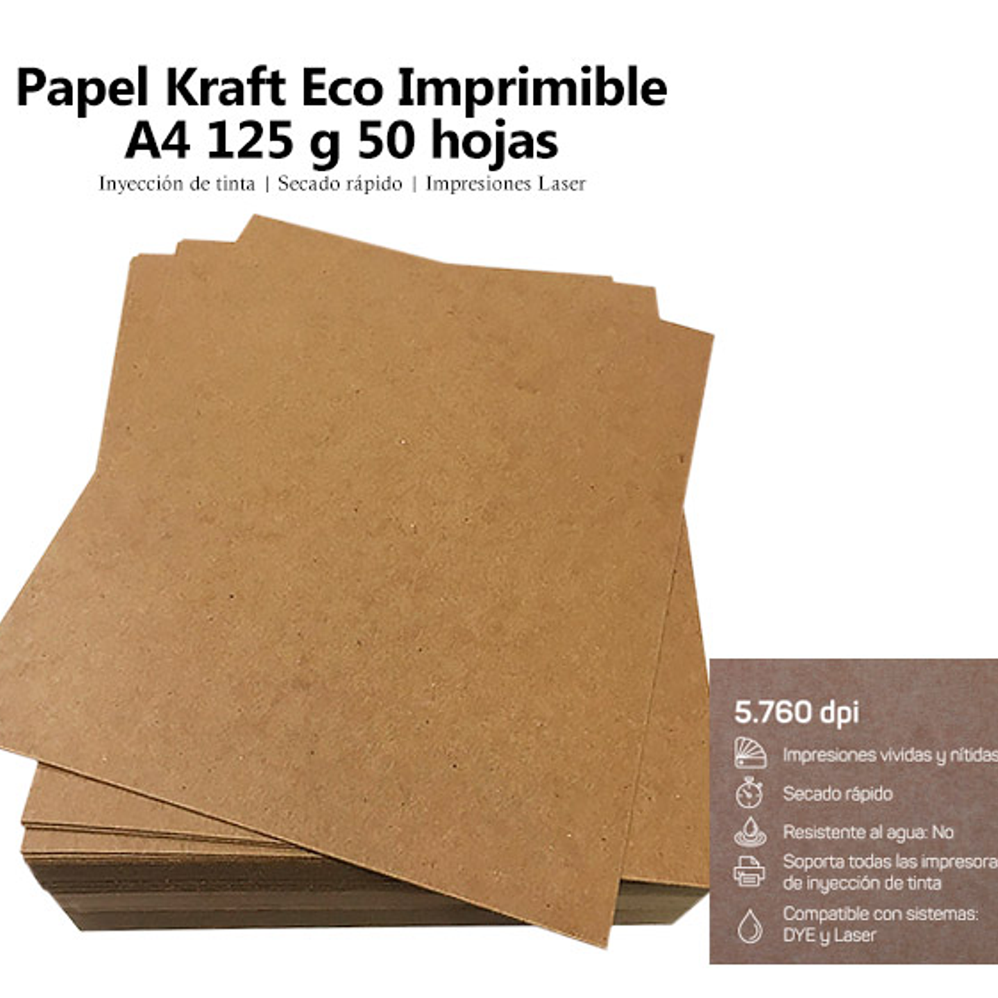 Papel Kraft Eco Imprimible A4 125g 50 hojas 1