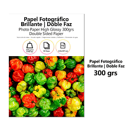 Papel Fotográfico Brillante Doble Faz 300g / 50 hojas