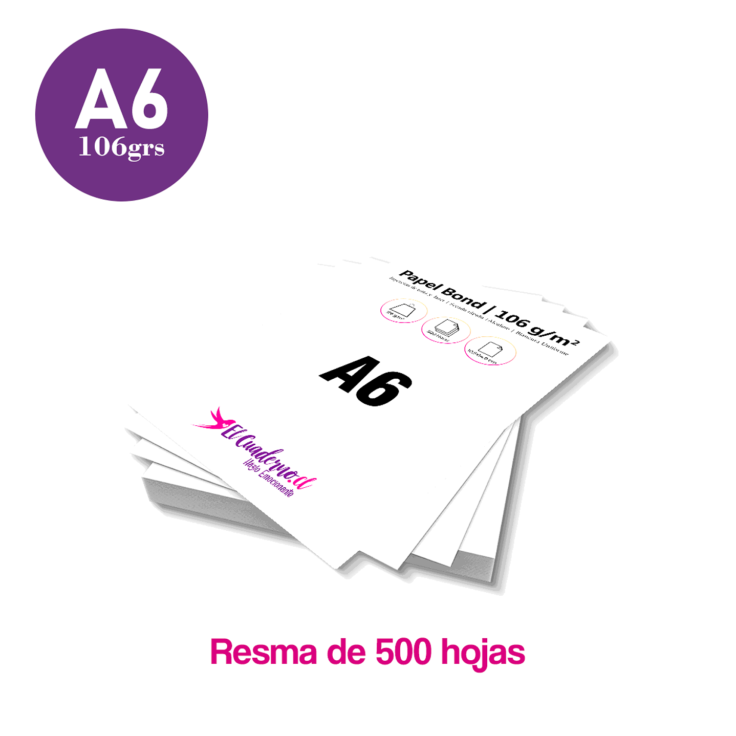 Bond A6 Resma 500 hojas | 106grs 1