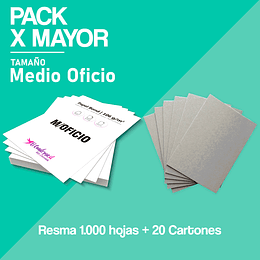 Pack Bond Medio Oficio 106g Mil Hojas + 20 Tapas cartón Piedra