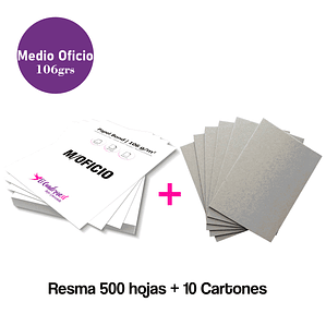 PACK 500 HJS BOND MEDIO OFICIO + 10 CARTONES