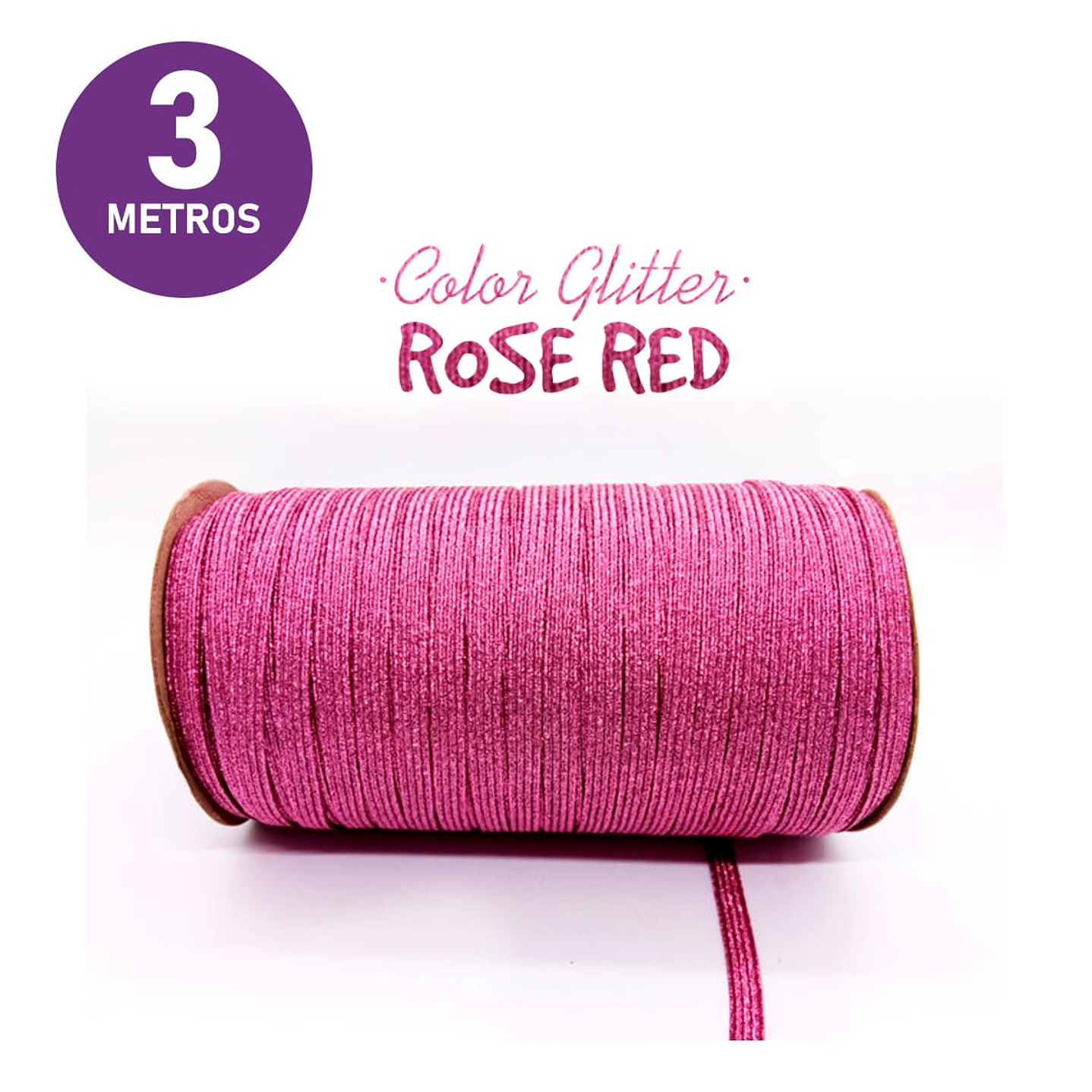 Elástico Glitter Rose Red 3 metros | Plano 1