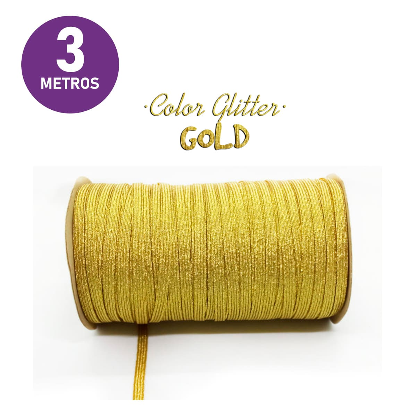 Elástico Glitter Dorado 3 metros | Plano 1