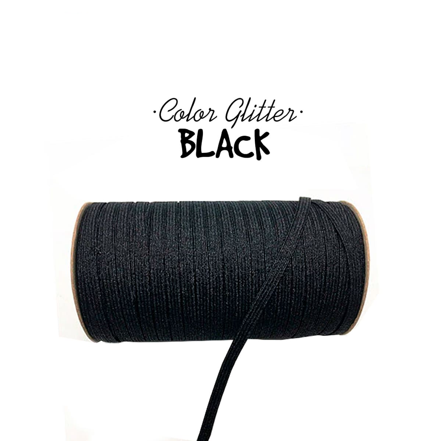 Elástico Glitter NEGRO 6mm  Agendas y Encuadernación - Rollo 3mt 1