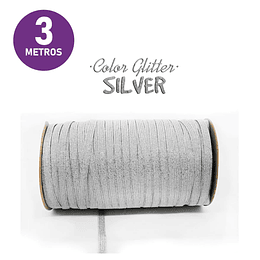 Elástico Glitter Silver 3 metros | Plano