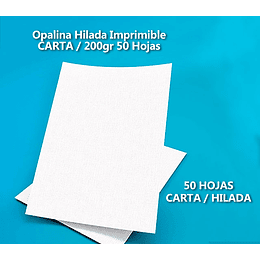 Papel Hilado Opalina Blanca Imprimible Carta / 200 Gr 50 Hojas