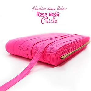 Elástico Plano Rosa Neón 8mm para Agendas y Encuadernación - Rollo 3mt
