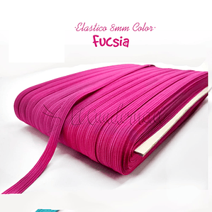 Elástico Plano Fucsia 8mm para Agendas y Encuadernación - Rollo 3mt