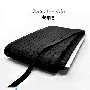 Elástico Plano Negro 8mm para Agendas y Encuadernación - Rollo 3mt