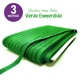 Elástico Plano Verde Esmeralda 3 metros x 8mm