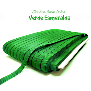 Elástico Plano Verde Esmeralda 8mm para Agendas y Encuadernación - Rollo 3mt