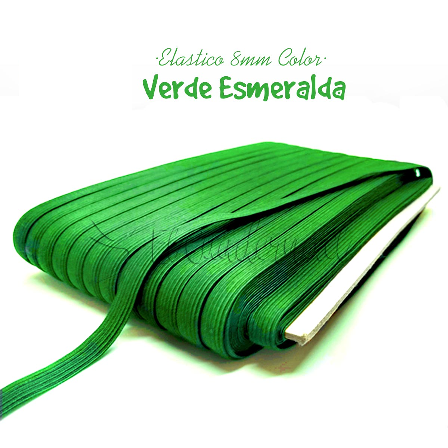 Elástico Plano Verde Esmeralda 8mm para Agendas y Encuadernación - Rollo 3mt 1