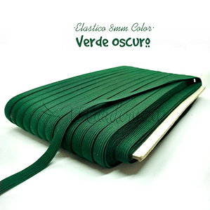 Elástico Plano Verde Oscuro 8mm para Agendas y Encuadernación - Rollo 3mt