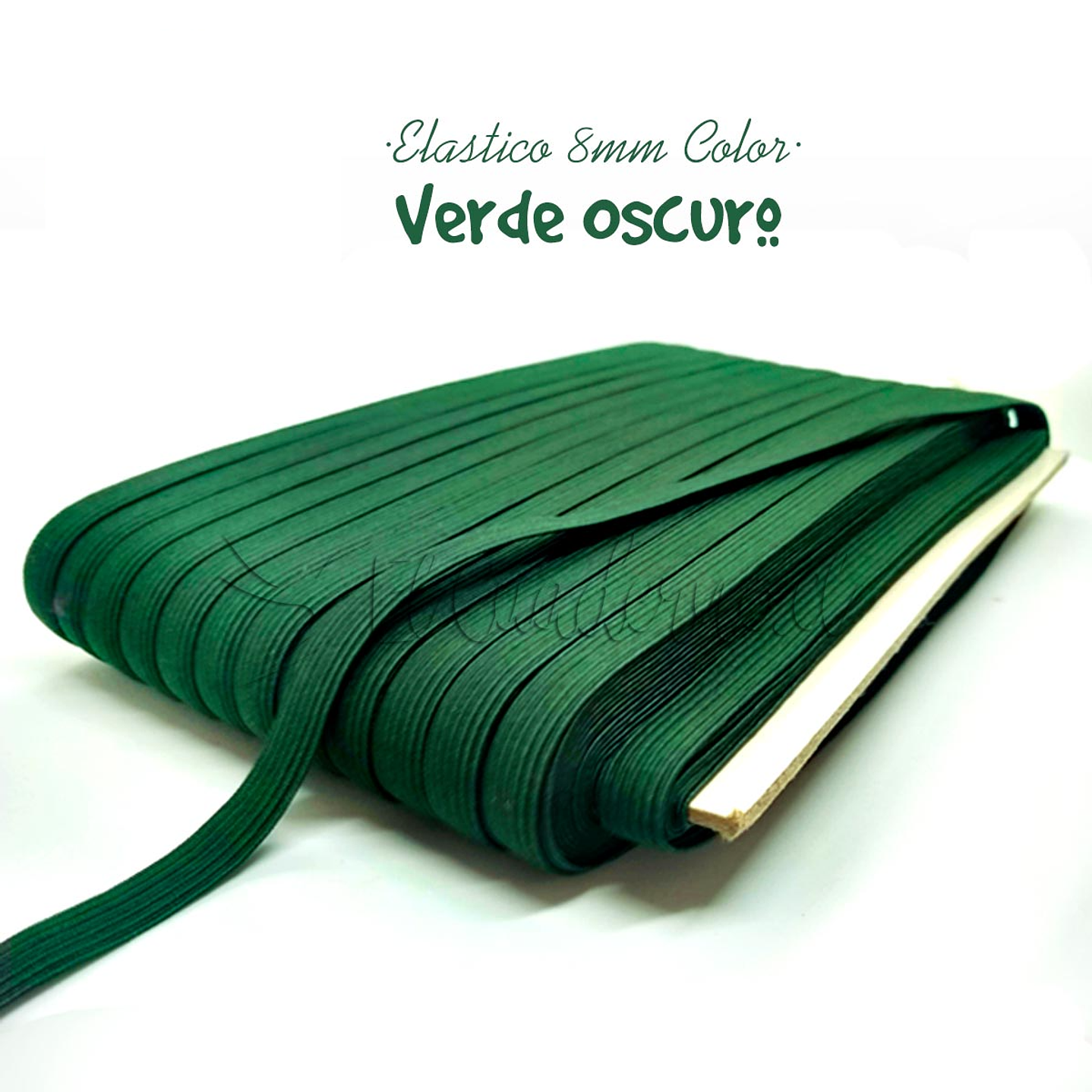 Elástico Plano Verde Oscuro 8mm para Agendas y Encuadernación - Rollo 3mt 1
