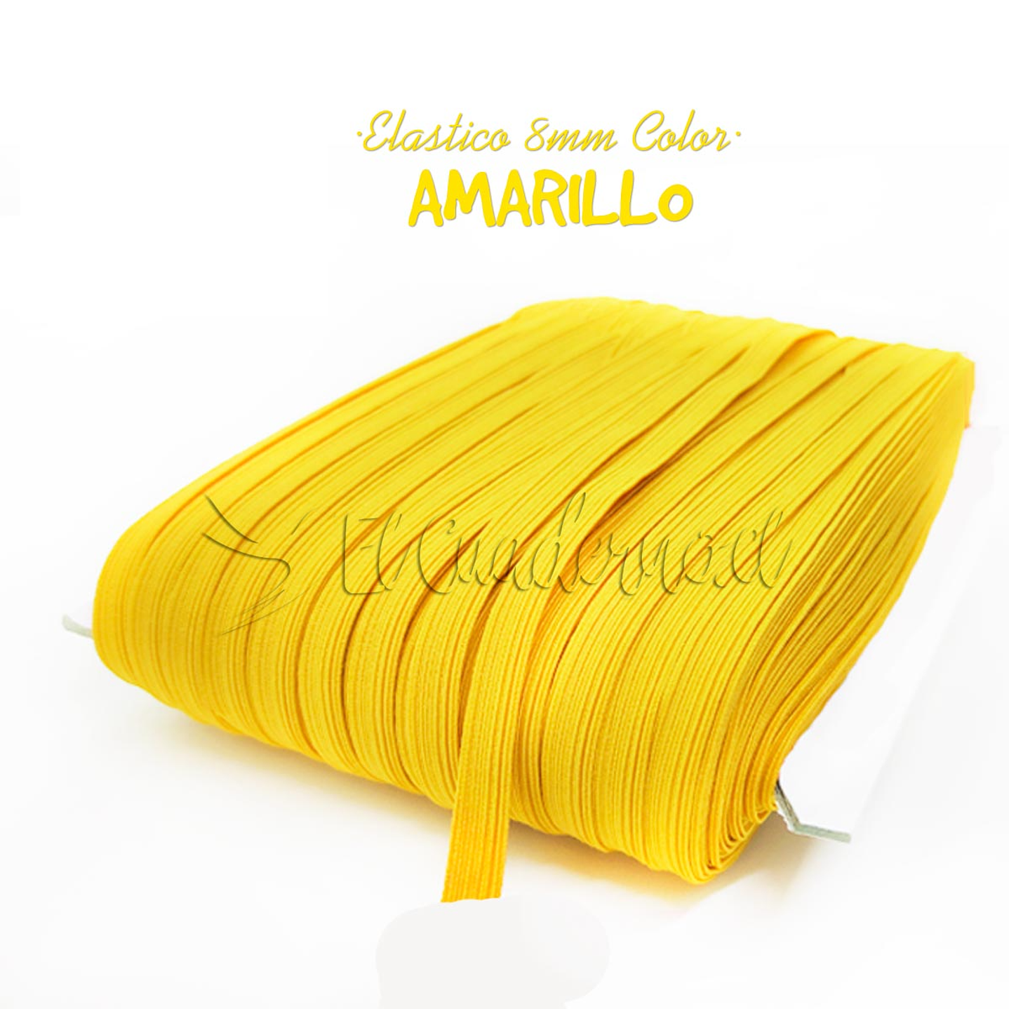 Elástico Plano Amarillo 8mm para Agendas y Encuadernación - Rollo 3mt 1