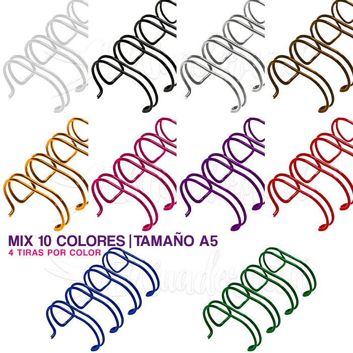 Mix Anillo 22mm con 10 colores, Tamaño A5,  40 unidades (4 tiras por color)