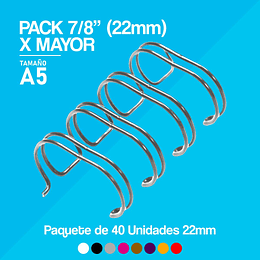 Pack x Mayor Anillo 7/8" (22mm) A5 Paquete 40 unidades