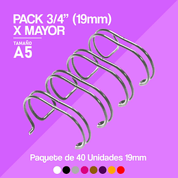 Pack x Mayor Anillo 3/4" (19mm) A5 Paquete 40 unidades