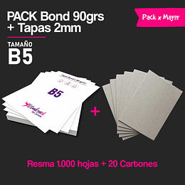 Pack  B5 Mil hojas Bond 90grs + 20 Tapas por Mayor
