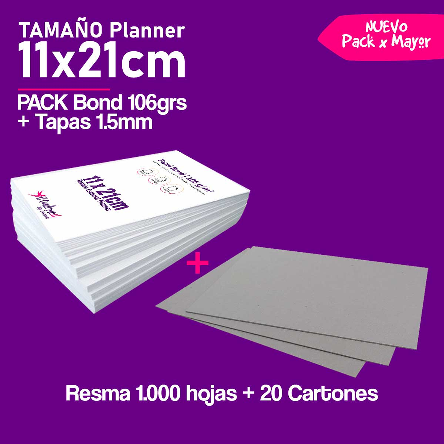 Pack Bond Planner 11 x 21 cm Mil Hjs + 20 Tapas Cartón Piedra 1