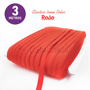 Elástico Plano Rojo 3 metros x 8mm