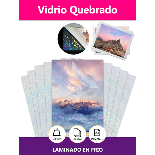 Laminado en Frio Holográfico Vidrio Quebrado / 20hjs / A4