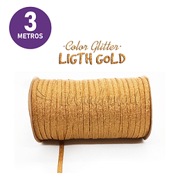 Elástico Glitter Plano Colores 3mts - Ligth Gold