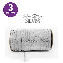 Elástico Glitter Plano Colores 3mts - Silver