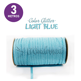 Elástico Glitter Plano Colores 3mts - Ligth Blue