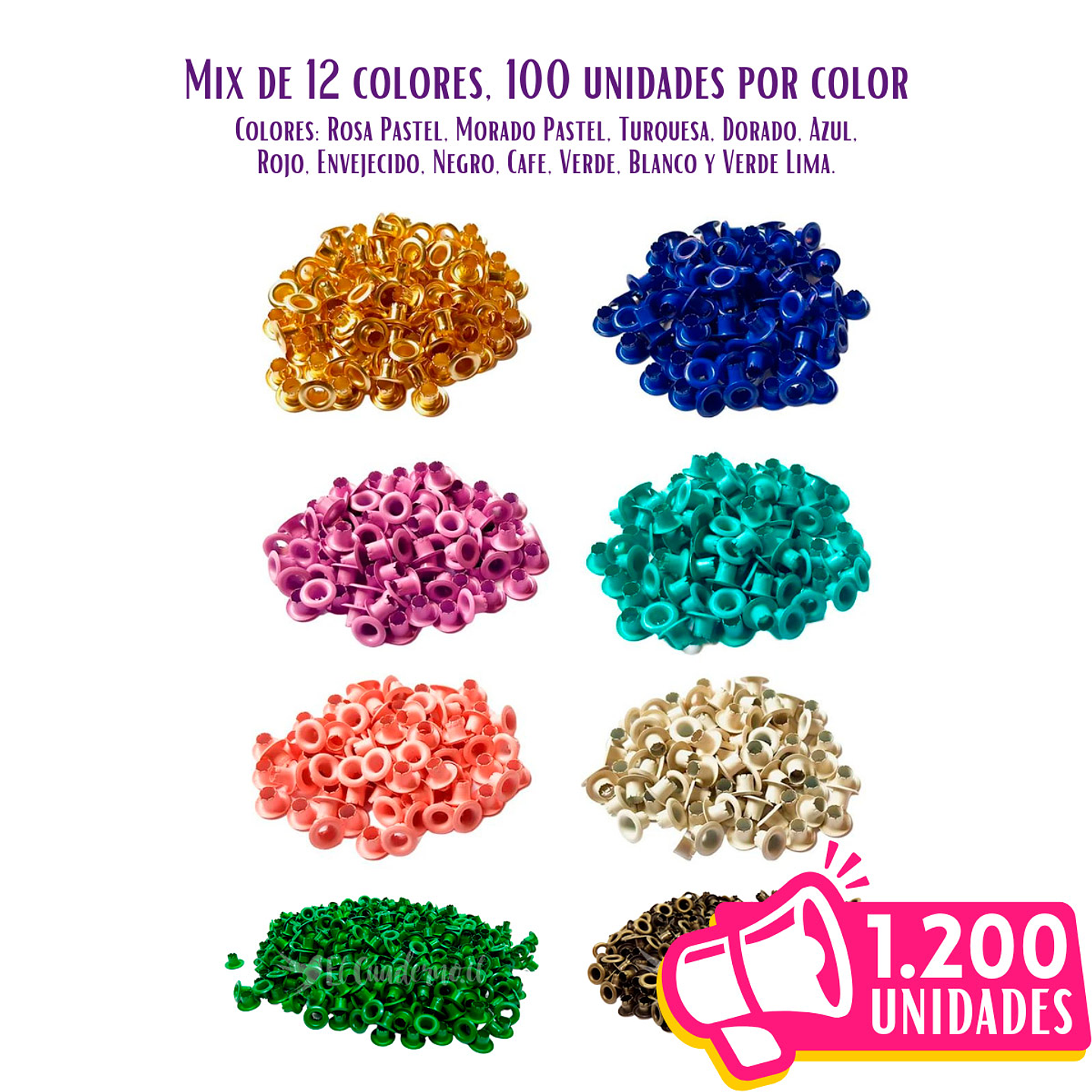 Ojetillos 4mm Mix 10 Colores – Pack 1000 unidades 1