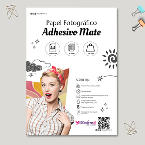 Papel Fotográfico Adhesivo Matte A4 128g / 50 hojas