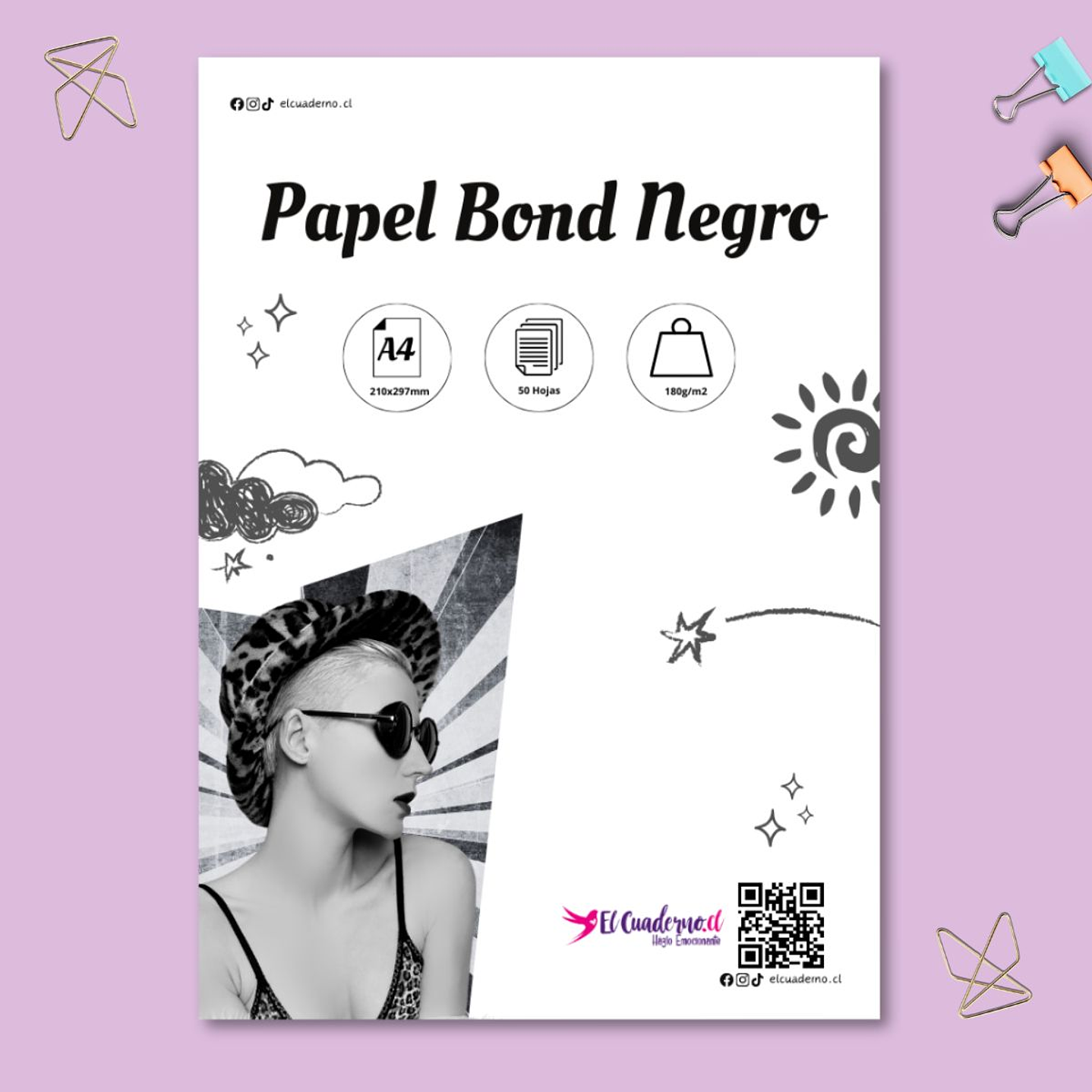 Papel Bond Negro A4 180 gr 50 hojas 1
