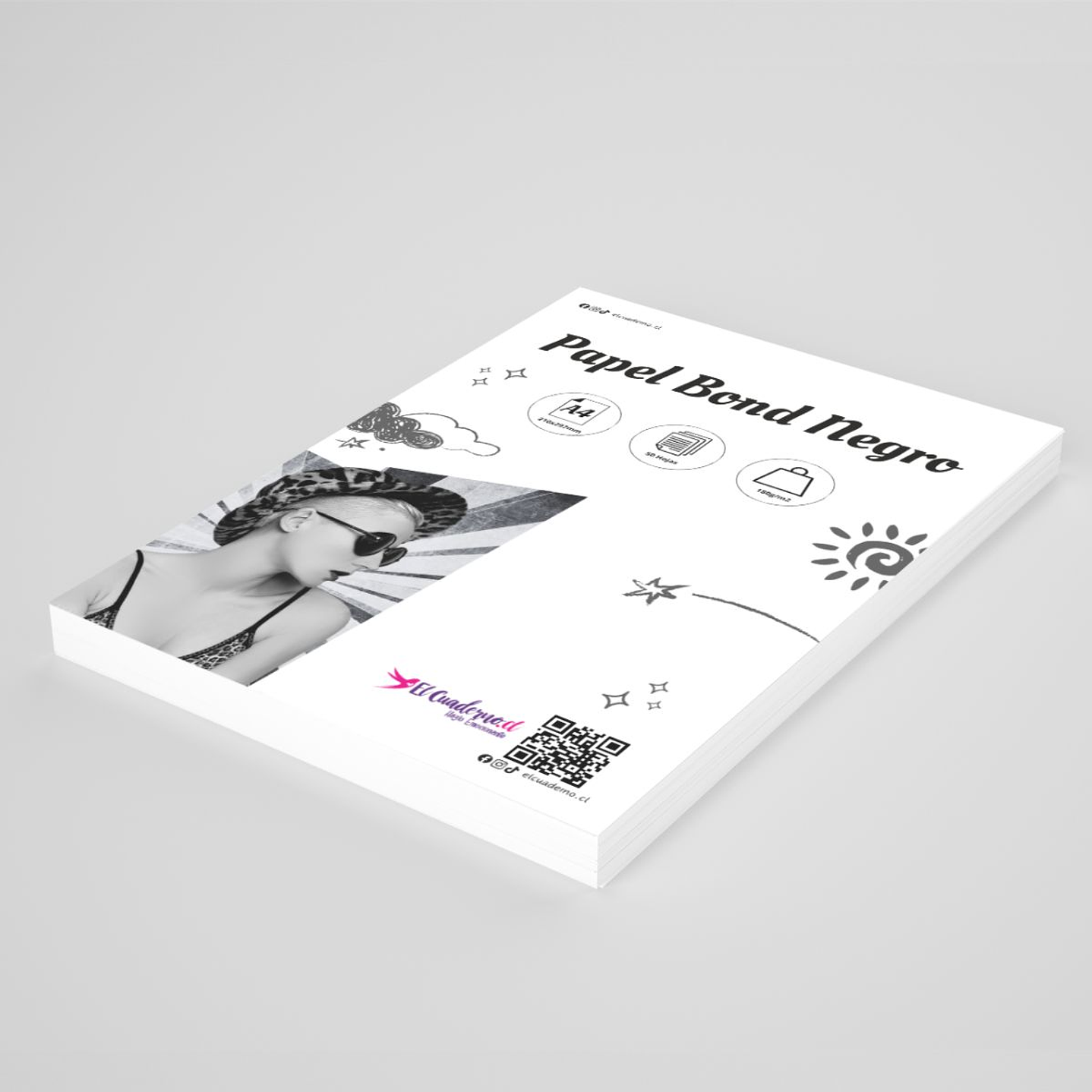 Papel Bond Negro A4 180 gr 50 hojas 2