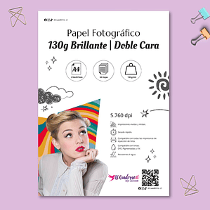 Papel Fotográfico doble Faz A4 130g 50 hojas