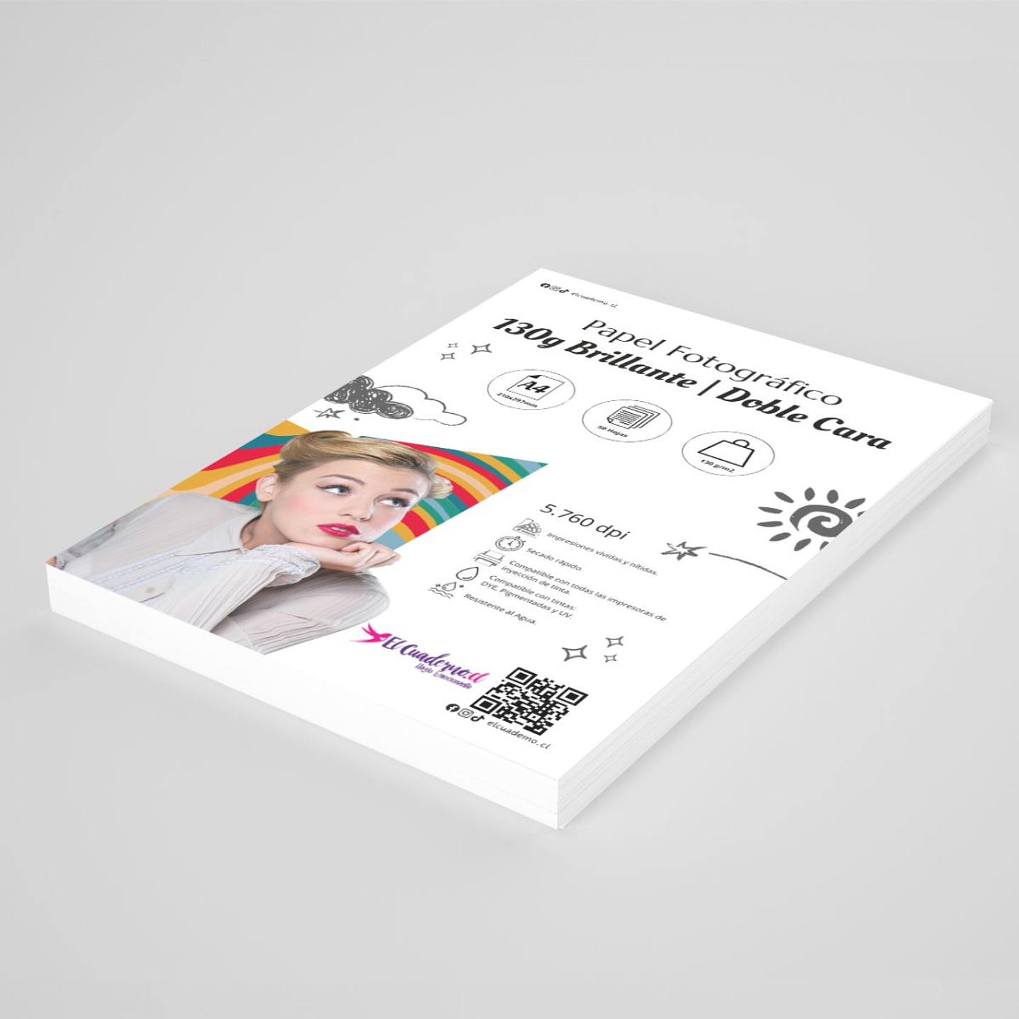 Papel Fotográfico doble Faz A4 130g 50 hojas 2