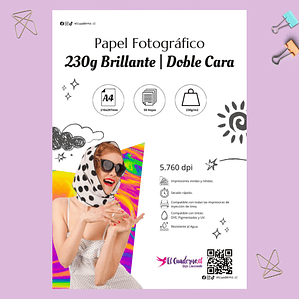 Papel Fotográfico Glossy Doble Faz 230g / 50 hojas