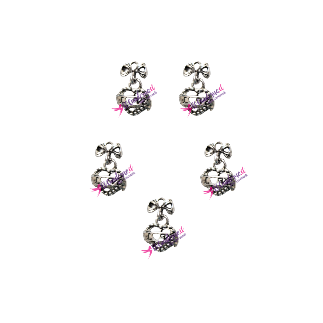 Dije Colgante con Corazón 15x13mm, Set de 5 unidades