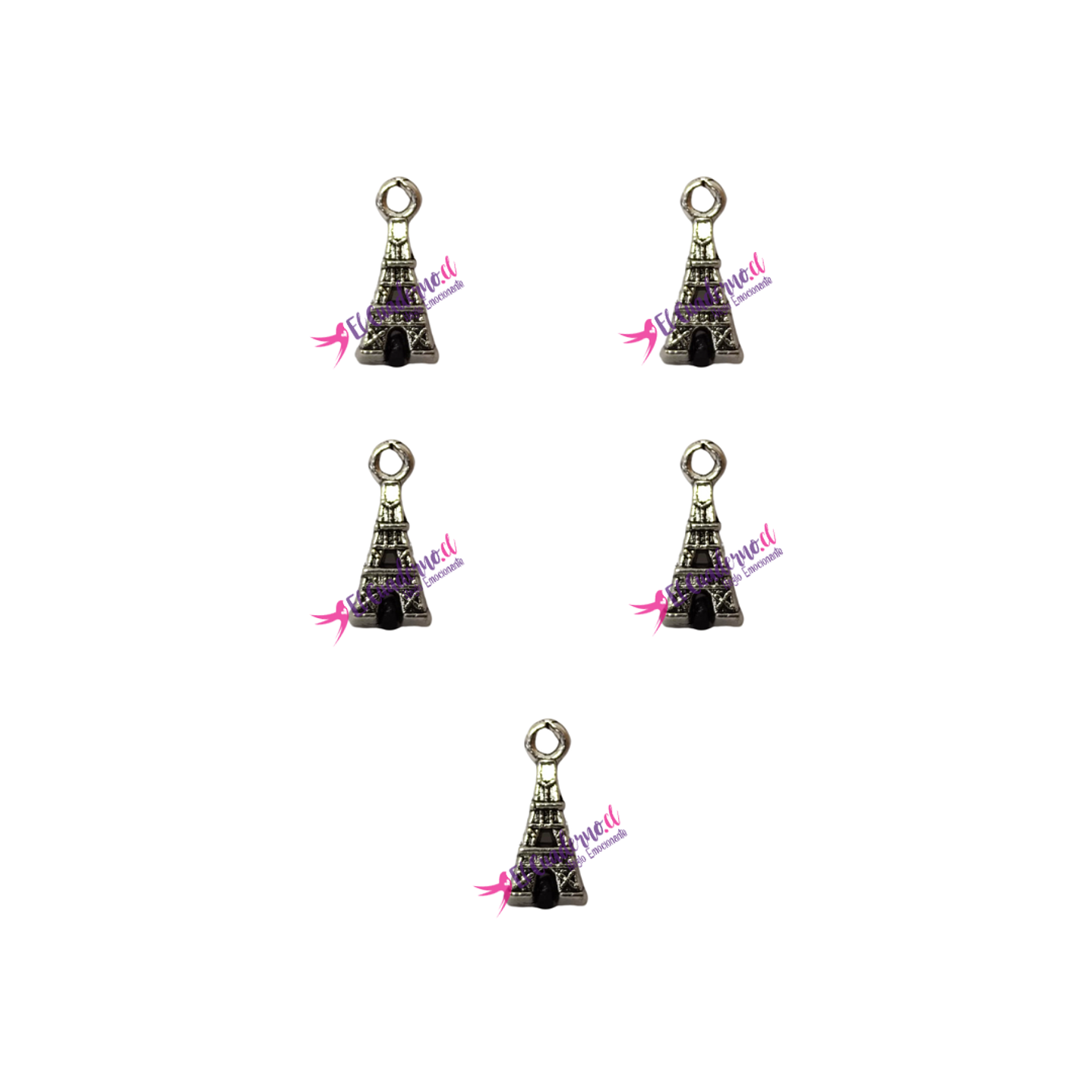  Dije Torre Eiffel 15x7mm, Set de 5 unidades 1