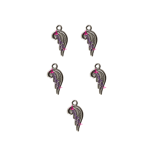 Dije Forma de ala metálico 16x10mm, Set de 5 unidades