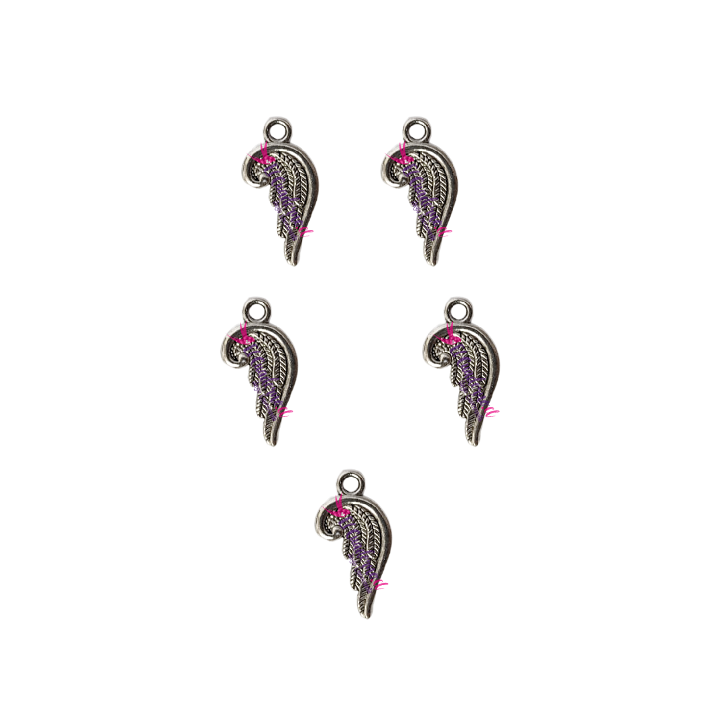 Dije Forma de ala metálico 16x10mm, Set de 5 unidades 1